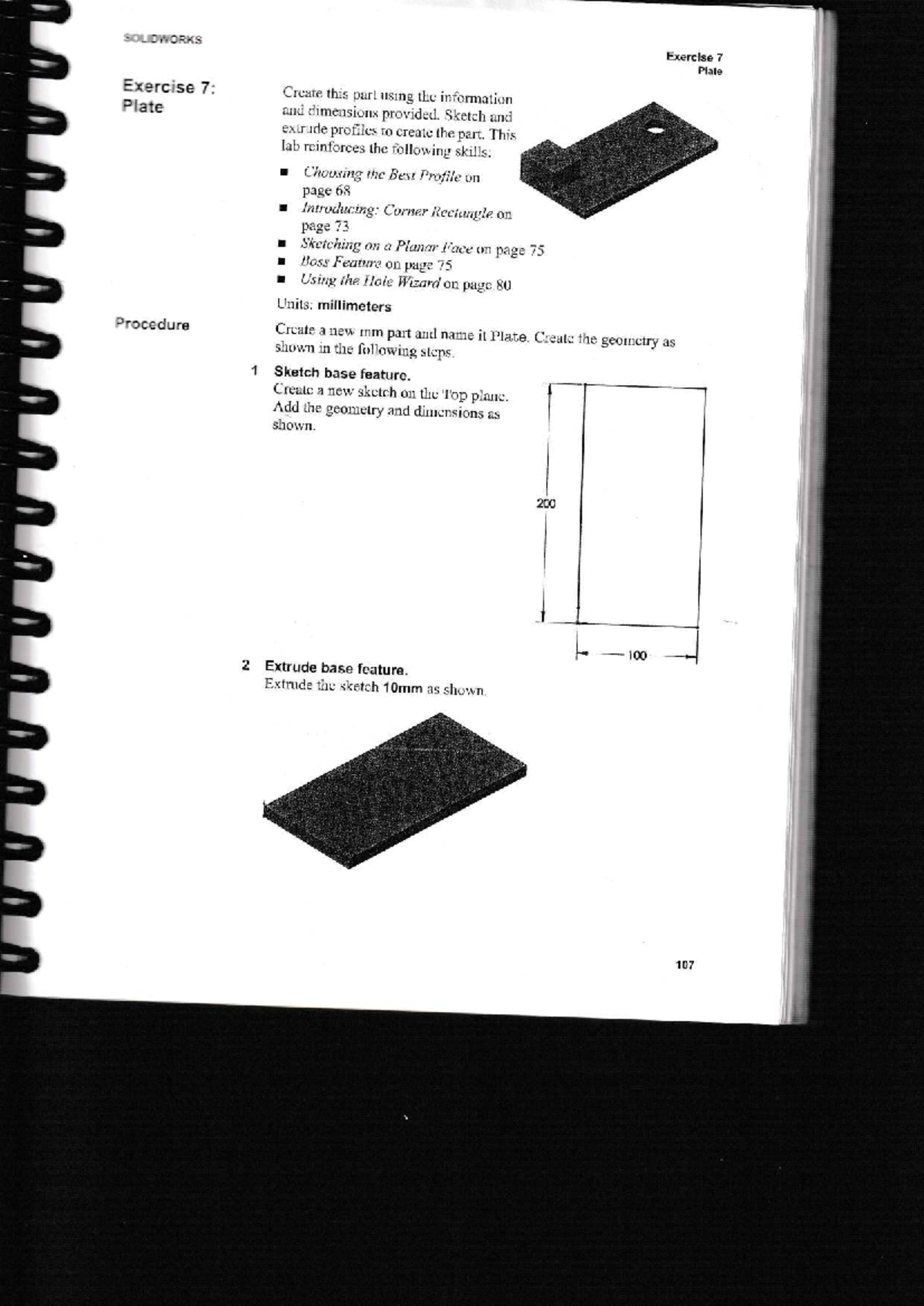 Exercise 7 CAD: Creating a Plate Part with Profiles and Features - Studocu