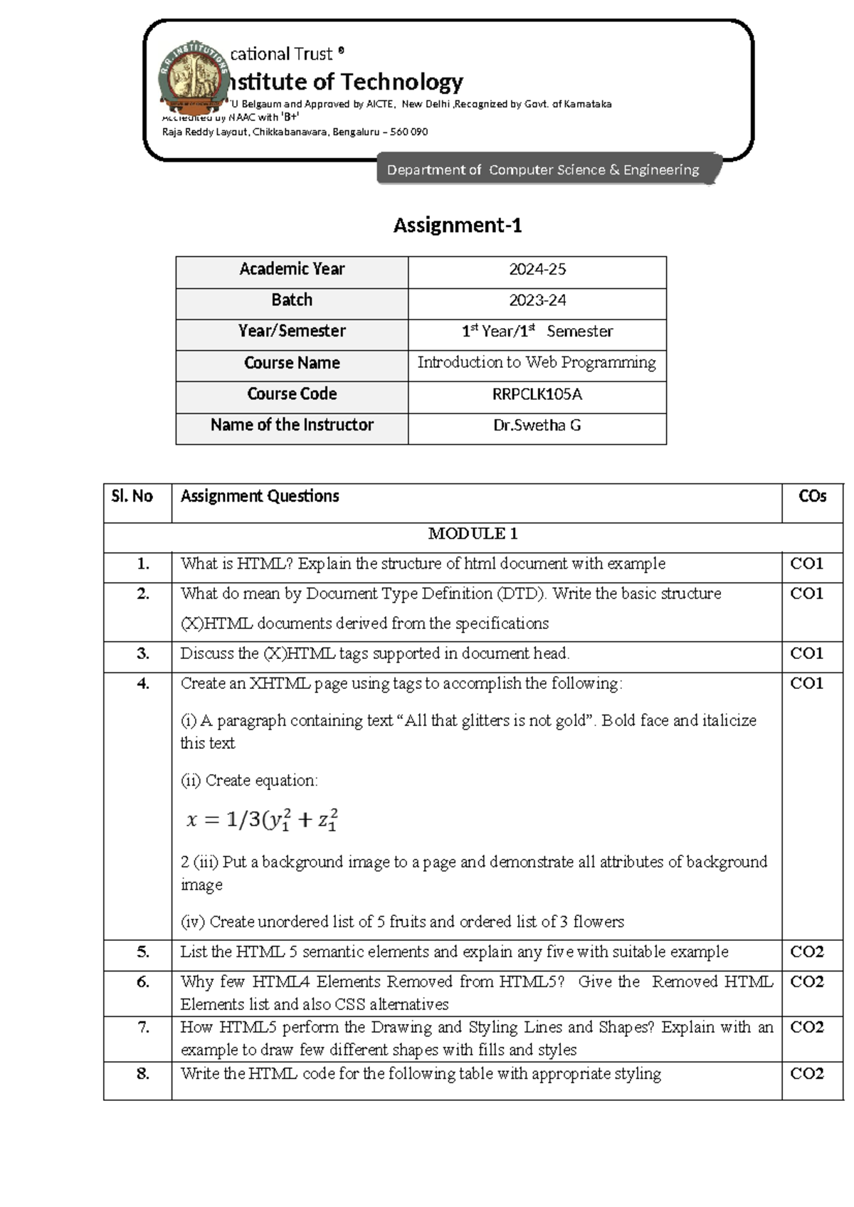 Assignment WEB 1: Introduction to Web Programming (RRPCLK105A) - Studocu