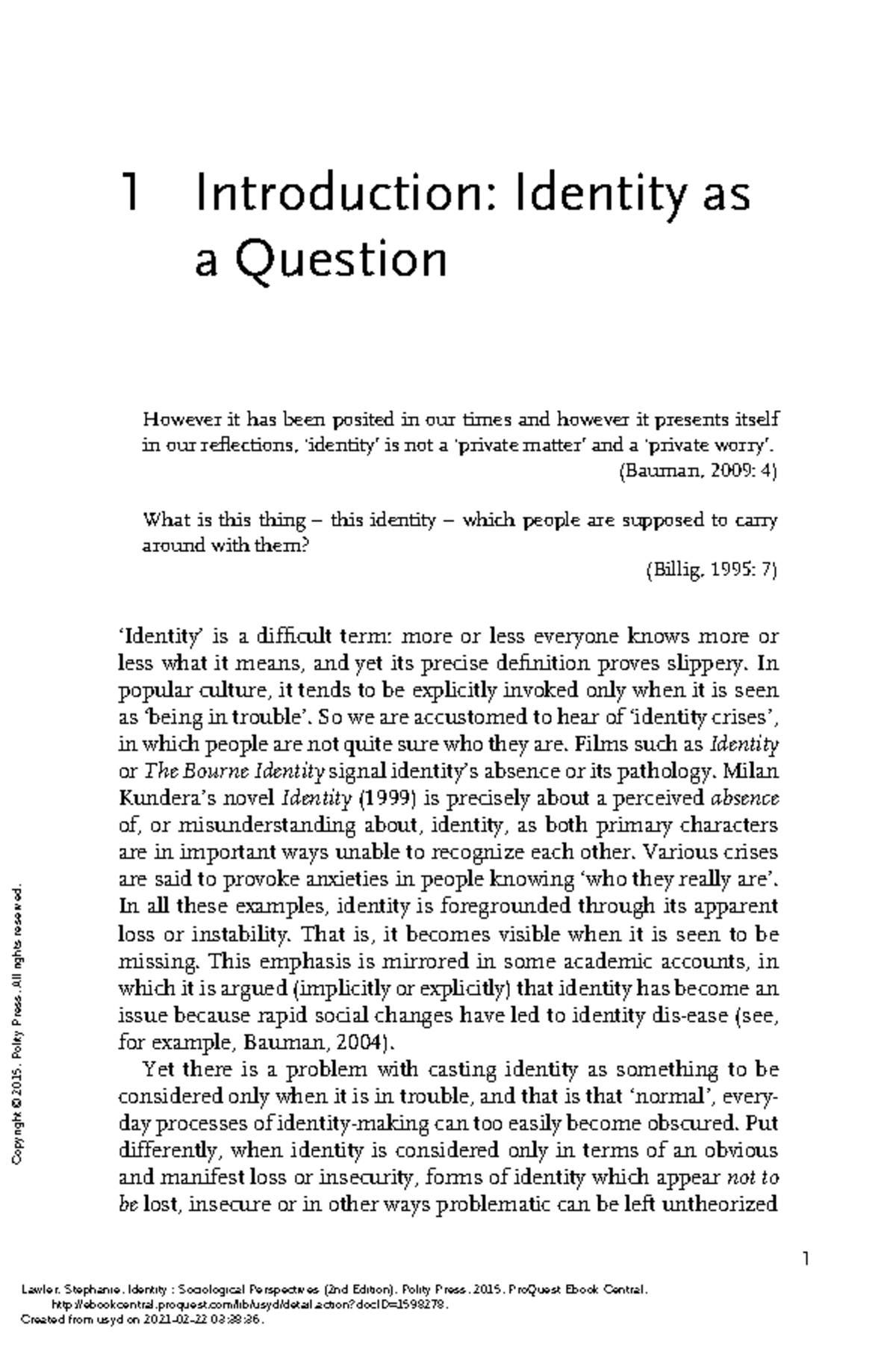 Identity: Sociological Perspectives (2nd Ed.) - Introduction to ...