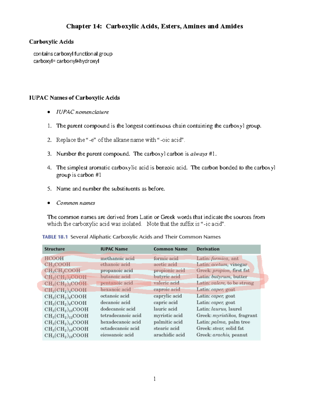 Chapter 14: Overview of Carboxylic Acids, Esters, Amines & Amides - Studocu