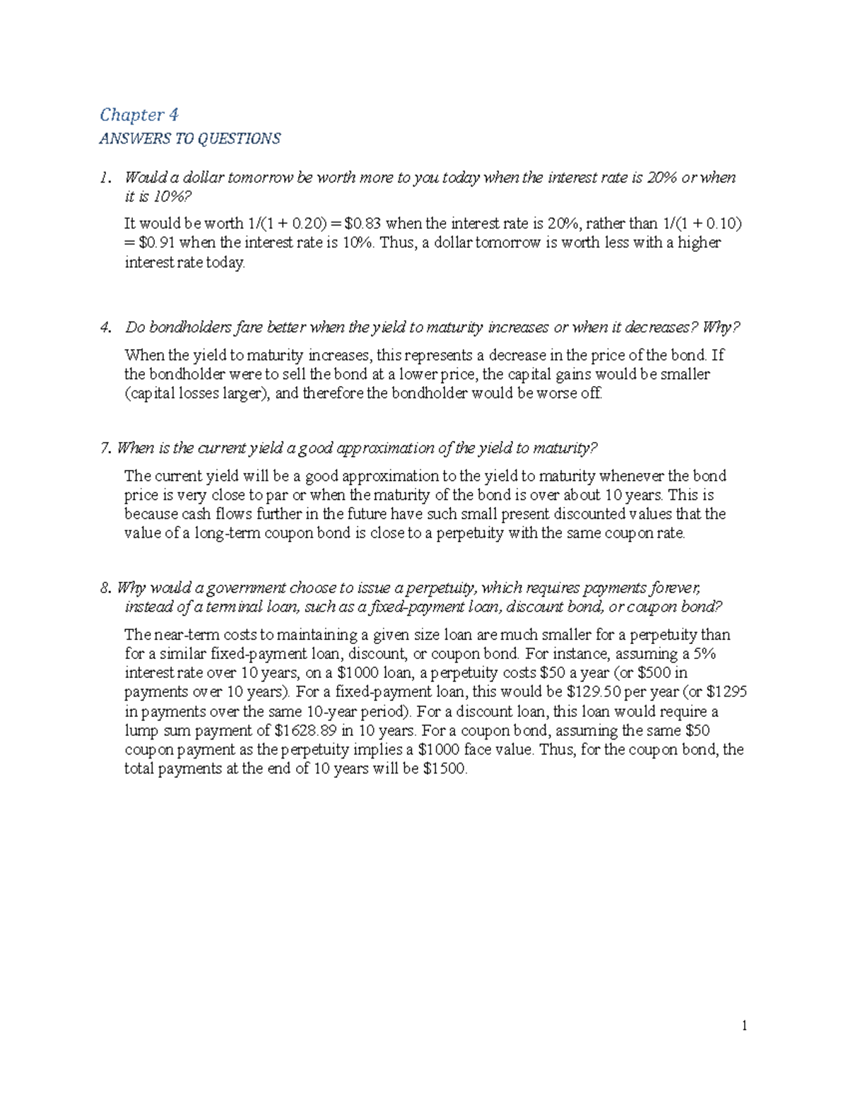 EC223OC - Chapter 4 Answers to End of Chapter Problems and Solutions ...