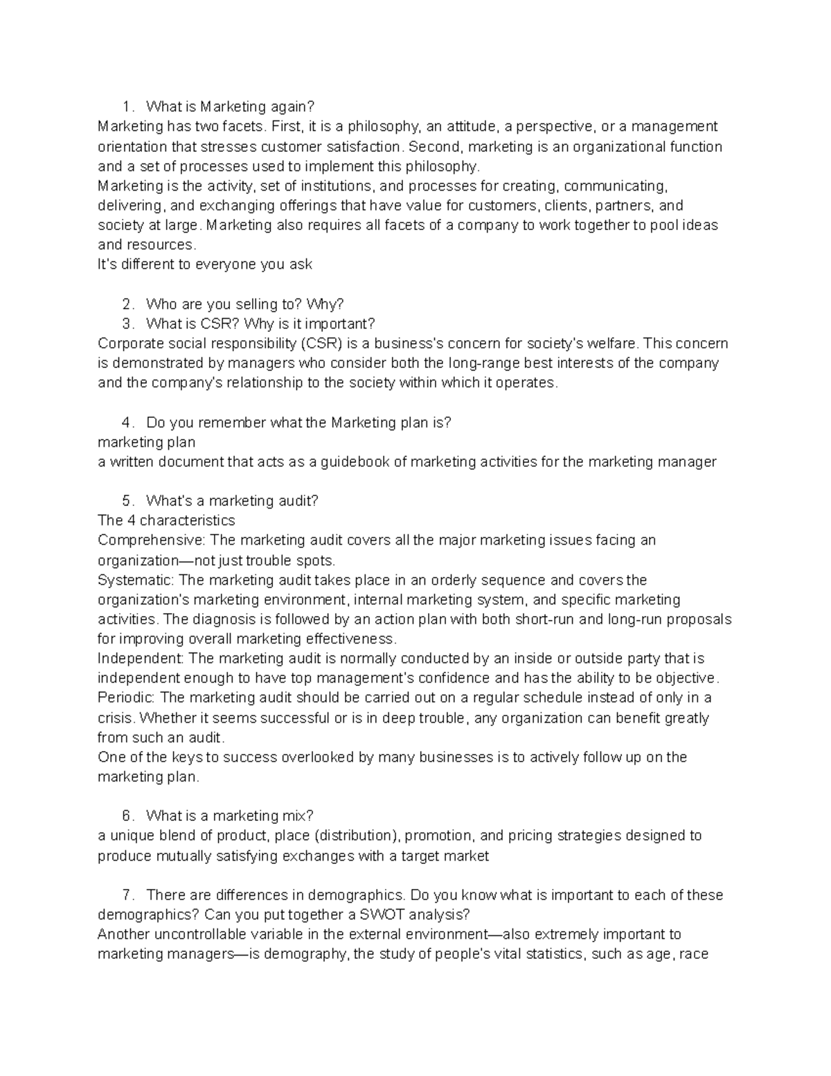 Study Guide for Marketing Exam 1 (3040) - Key Concepts Review - Studocu