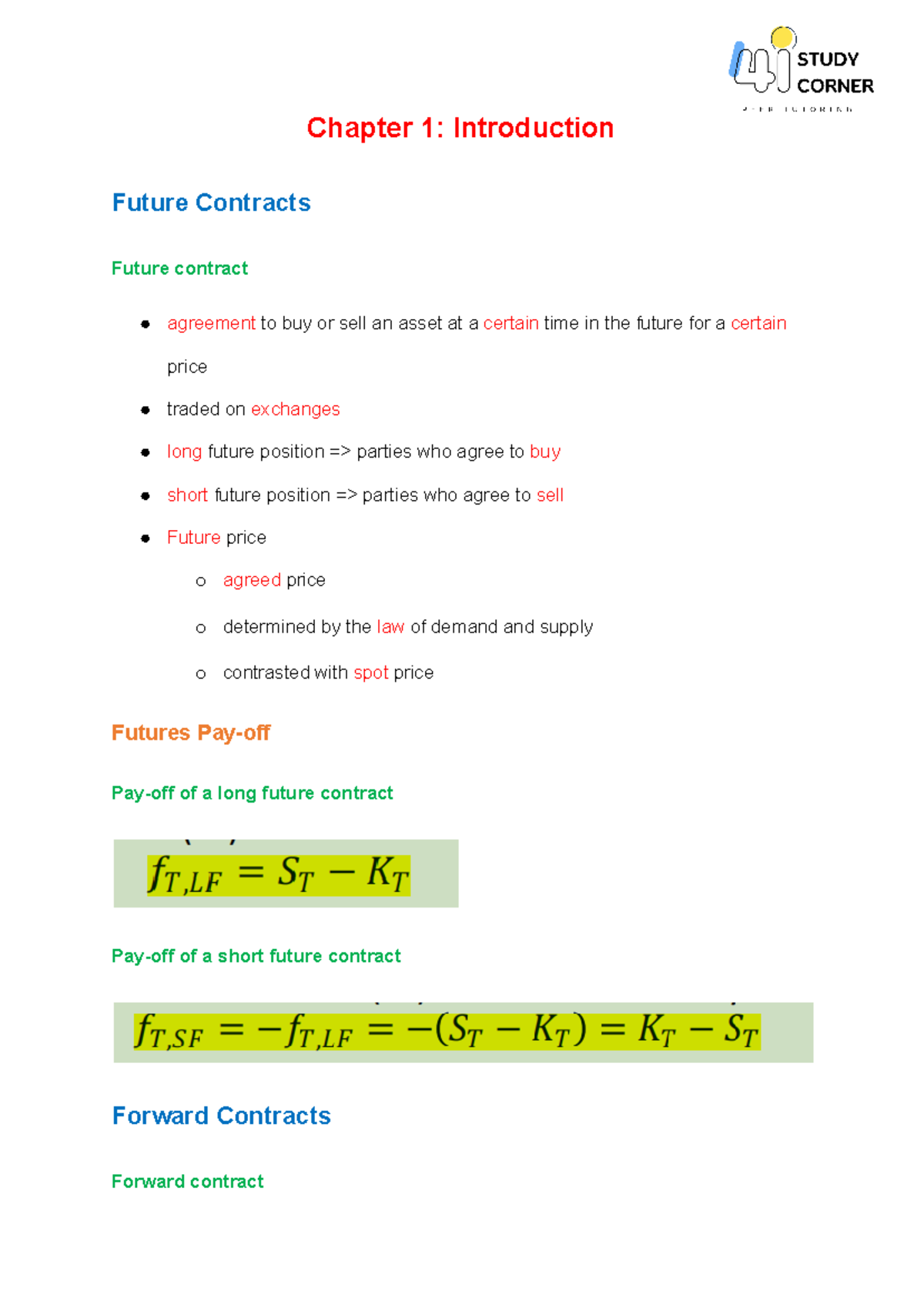 Derivative Notes - Practical Insights on Futures & Options (FIN 101 ...