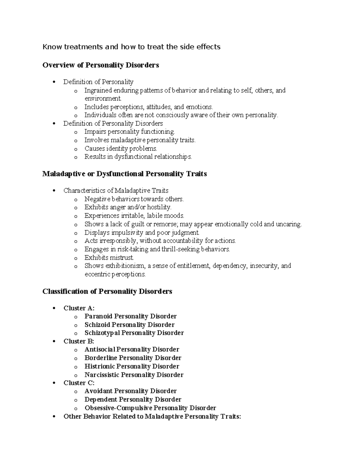 Exam 2 PSY 101 - Overview of Personality Disorders and Treatments - Studocu