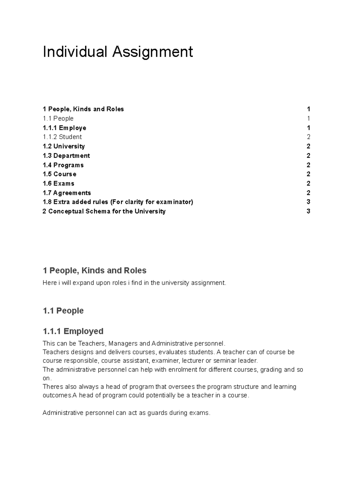 Individual Assignment 1: People, Roles, and Agreements in University ...