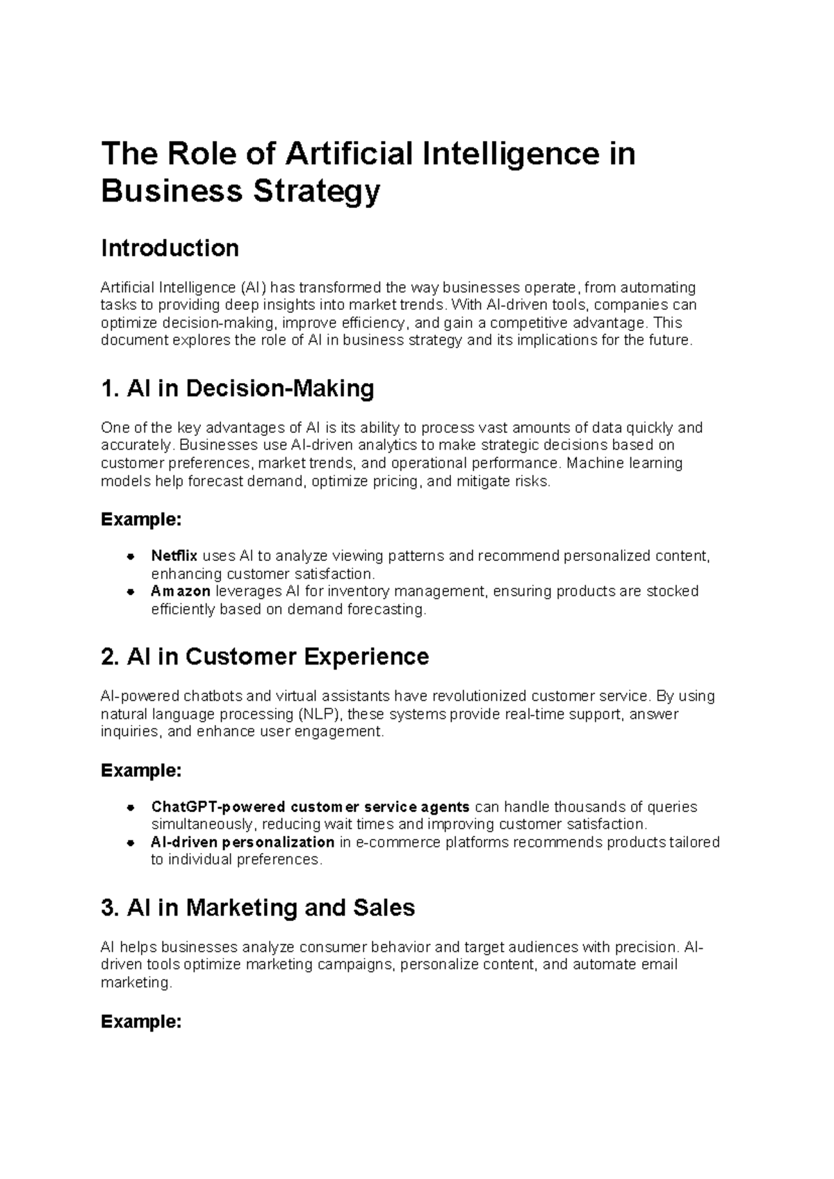 The Role of Artificial Intelligence in Business Strategy - The Role of ...