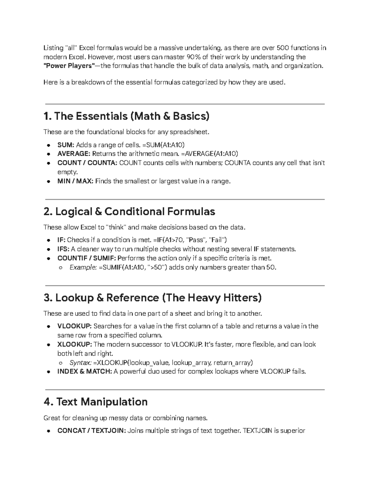 Essential Excel Formulas Explained - Course Code: EXCEL101 - Studocu
