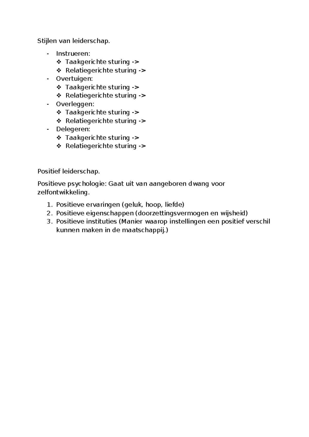 Stijlen van leiderschap - Instrueren: Taakgerichte sturing ...