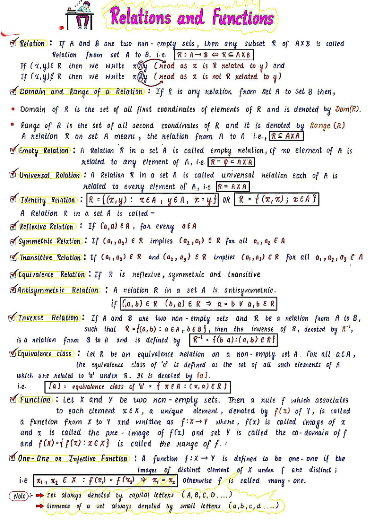 XII formulas - summary for relations, functions, and matrices - Studocu