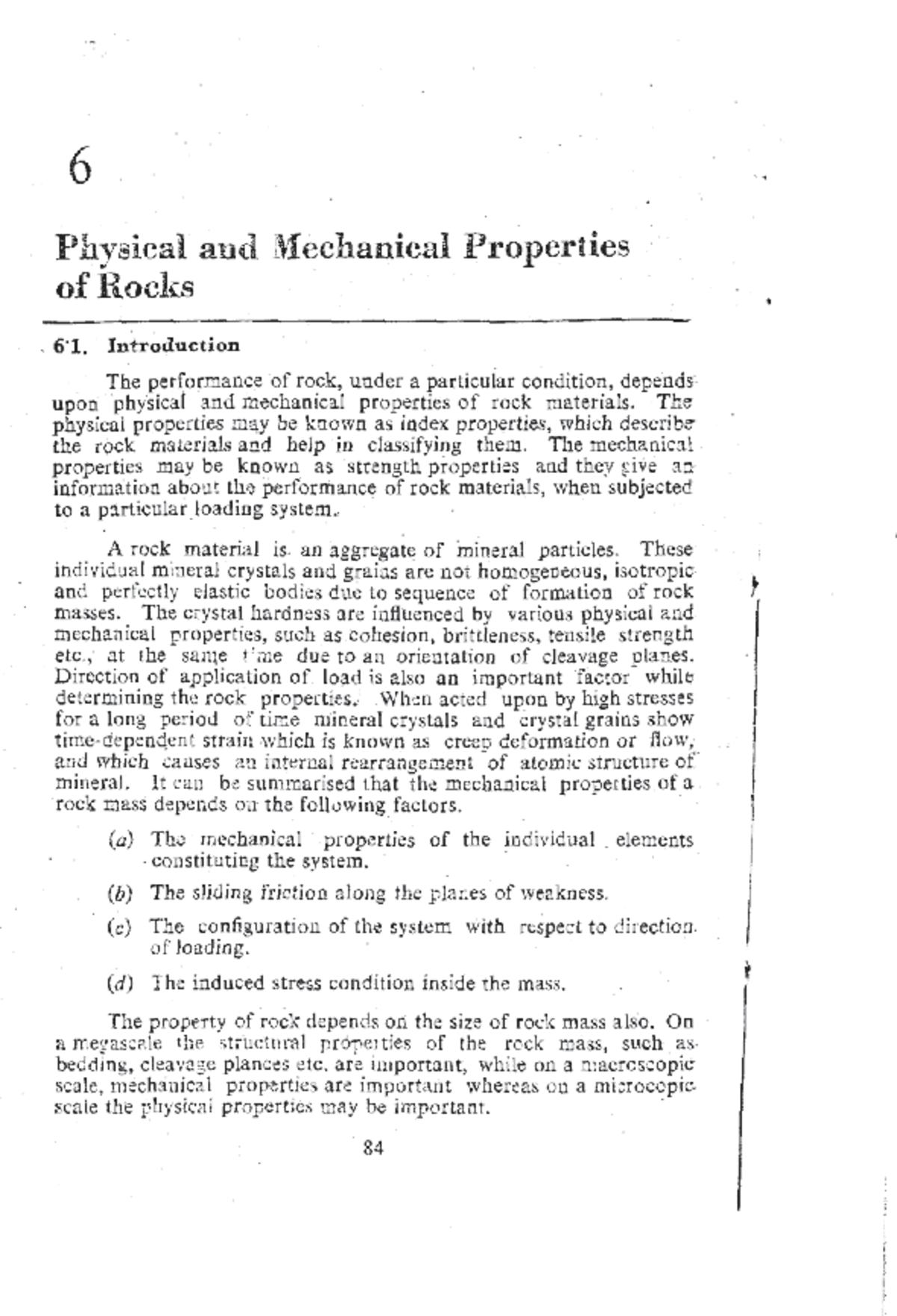 ROCK MECHANICS: PHYSICAL & MECHANICAL PROPERTIES OF ROCKS - Studocu