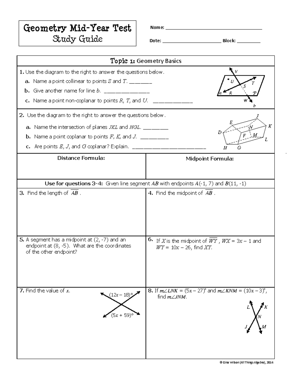 Geometry Final Exam Study Guide - Geo 101 - Studocu