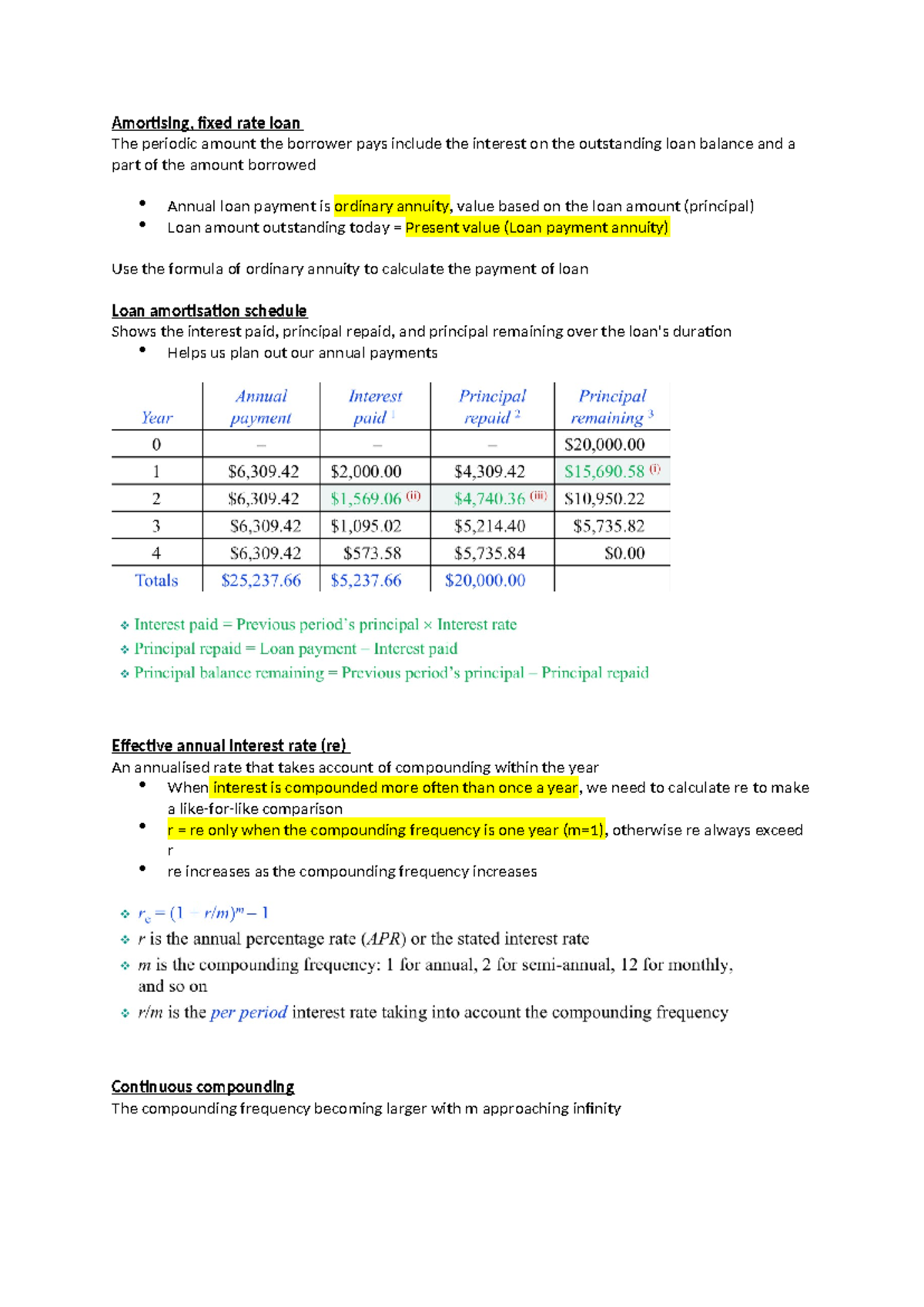 Pof wk 3 - Week 3 Lecture Notes on Amortising Fixed Rate Loans - Studocu