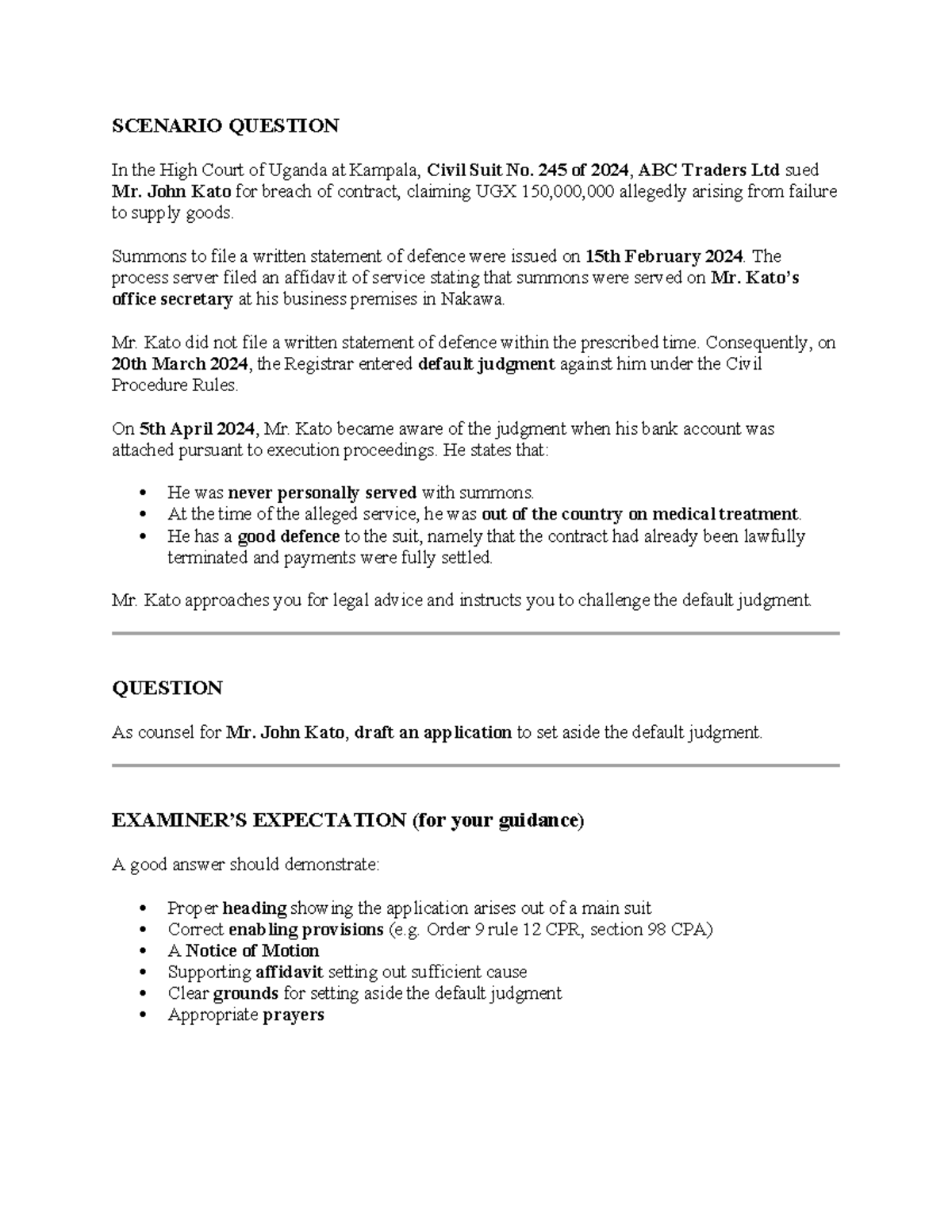 MISCELLANEOUS APPLICATION NO. 10 OF 2024: Motion to Set Aside Default ...