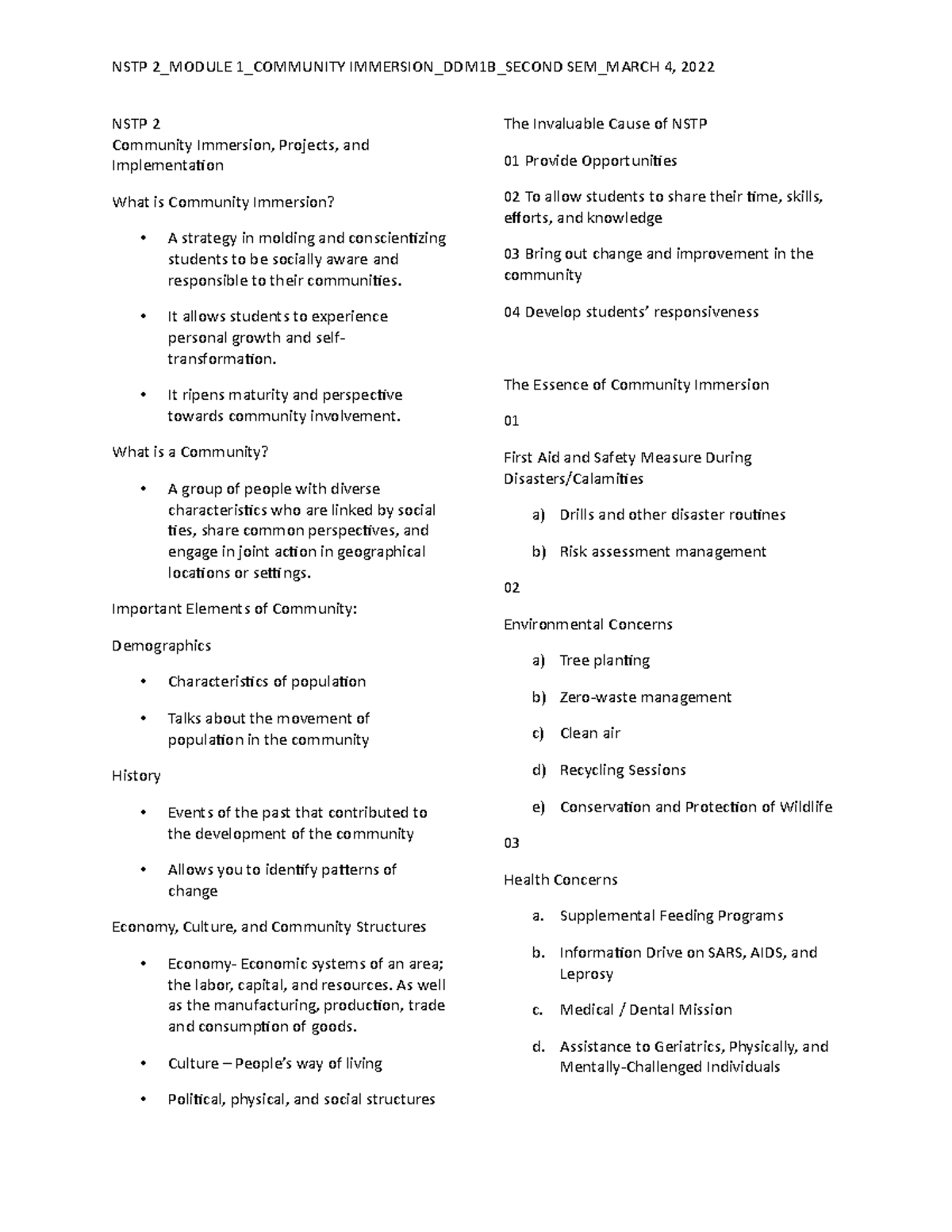 NSTP-2- Module-1 03-04-22 - NSTP 2_MODULE 1_COMMUNITY IMMERSION_DDM1B ...