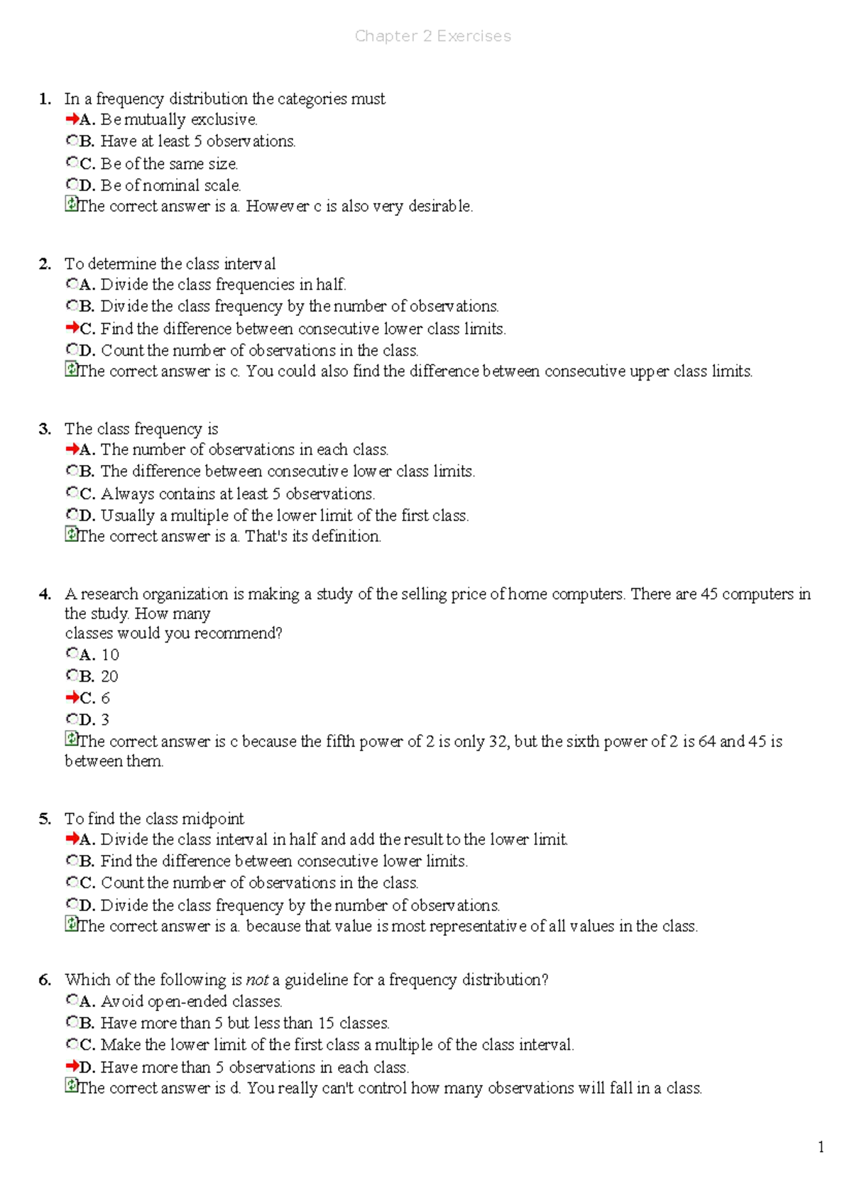 Ch2ex - Chapter 2 Exercises 1. In a frequency distribution the ...