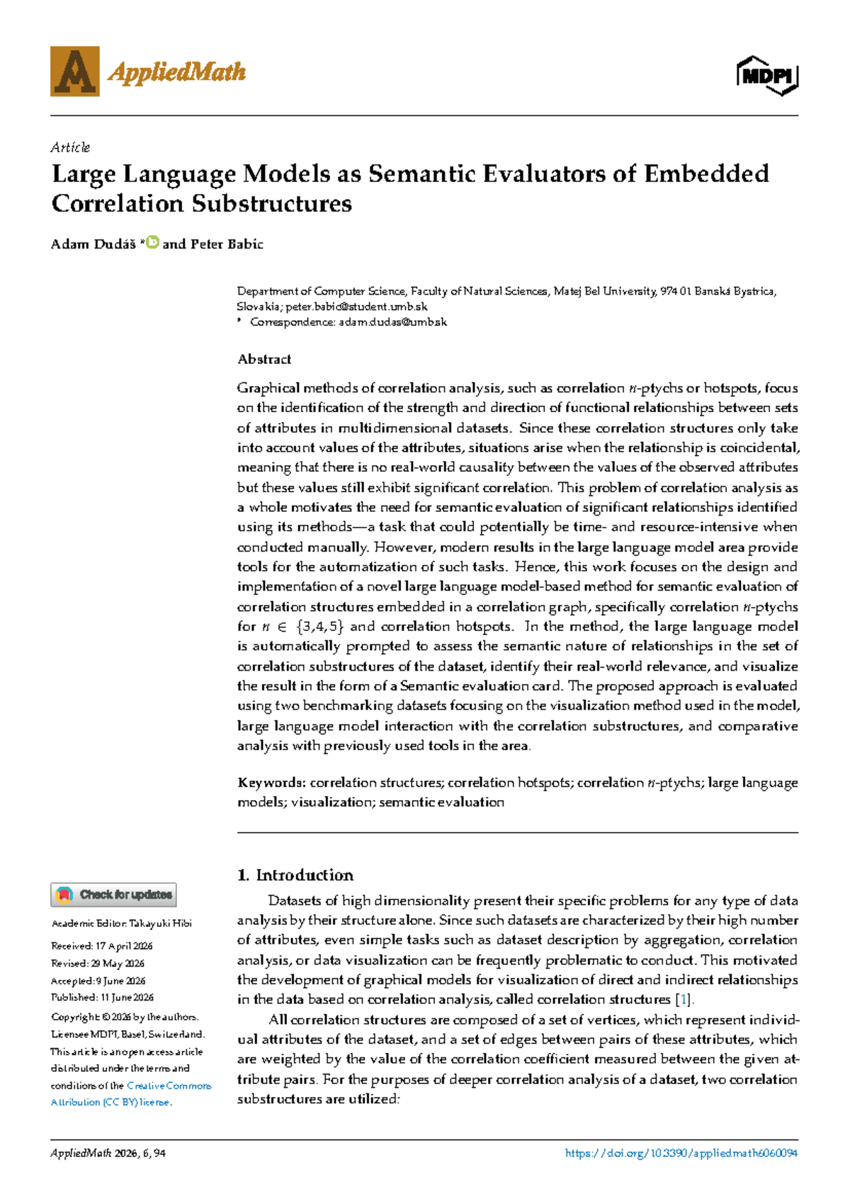AppliedMath 2026: Semantic Evaluation of Correlation Structures Using ...