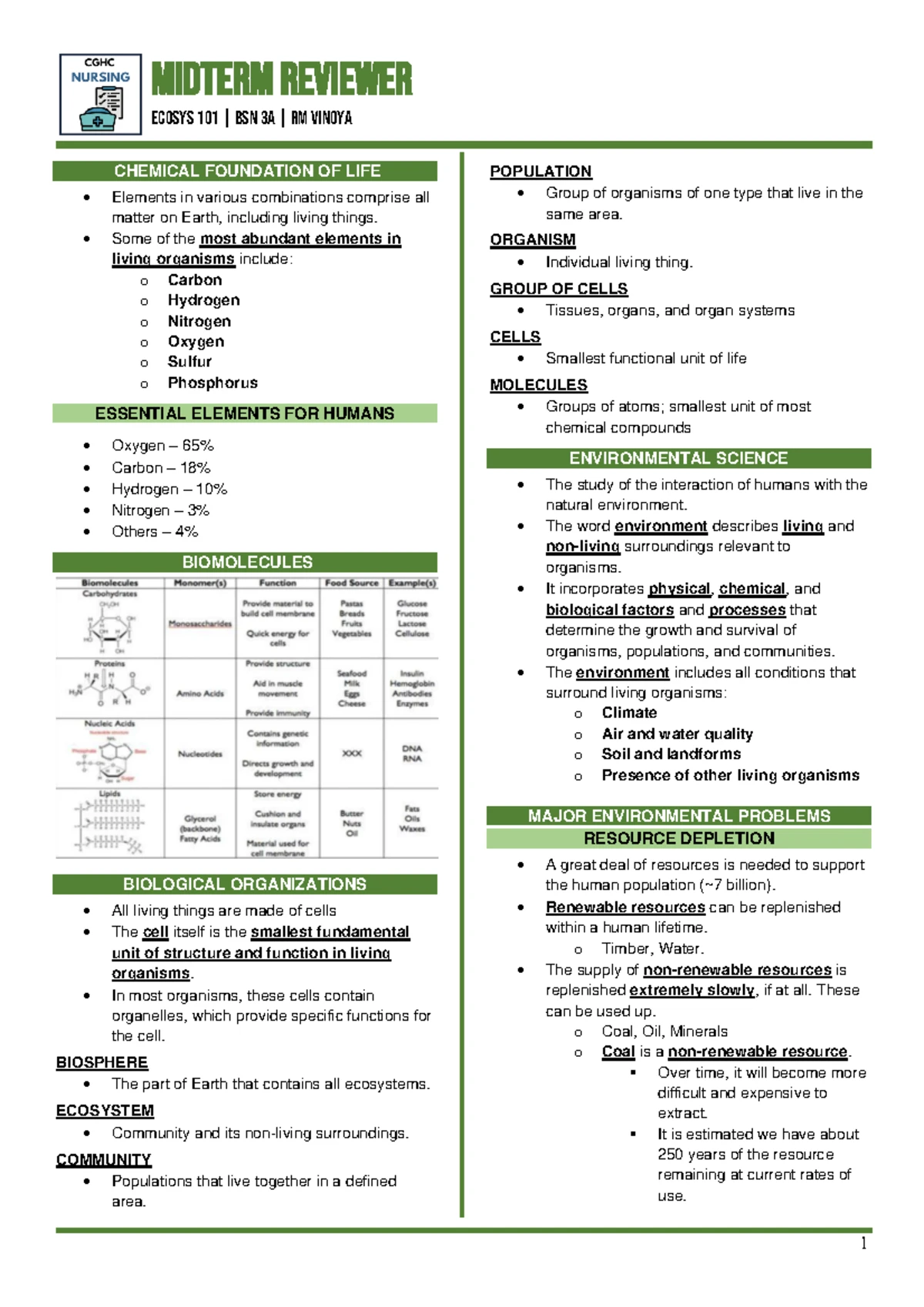 Ecosys 101 BSN 3 A Biomes Final Exam Reviewer - Studocu