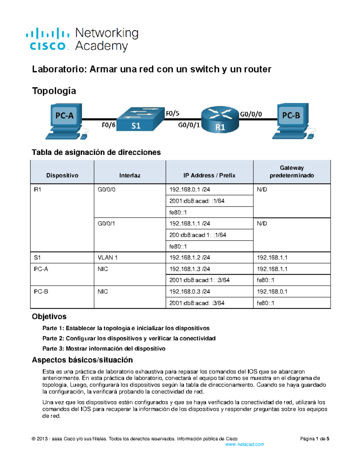 Laboratorio CCNA: Configuración de Red con Switch y Router - Studocu