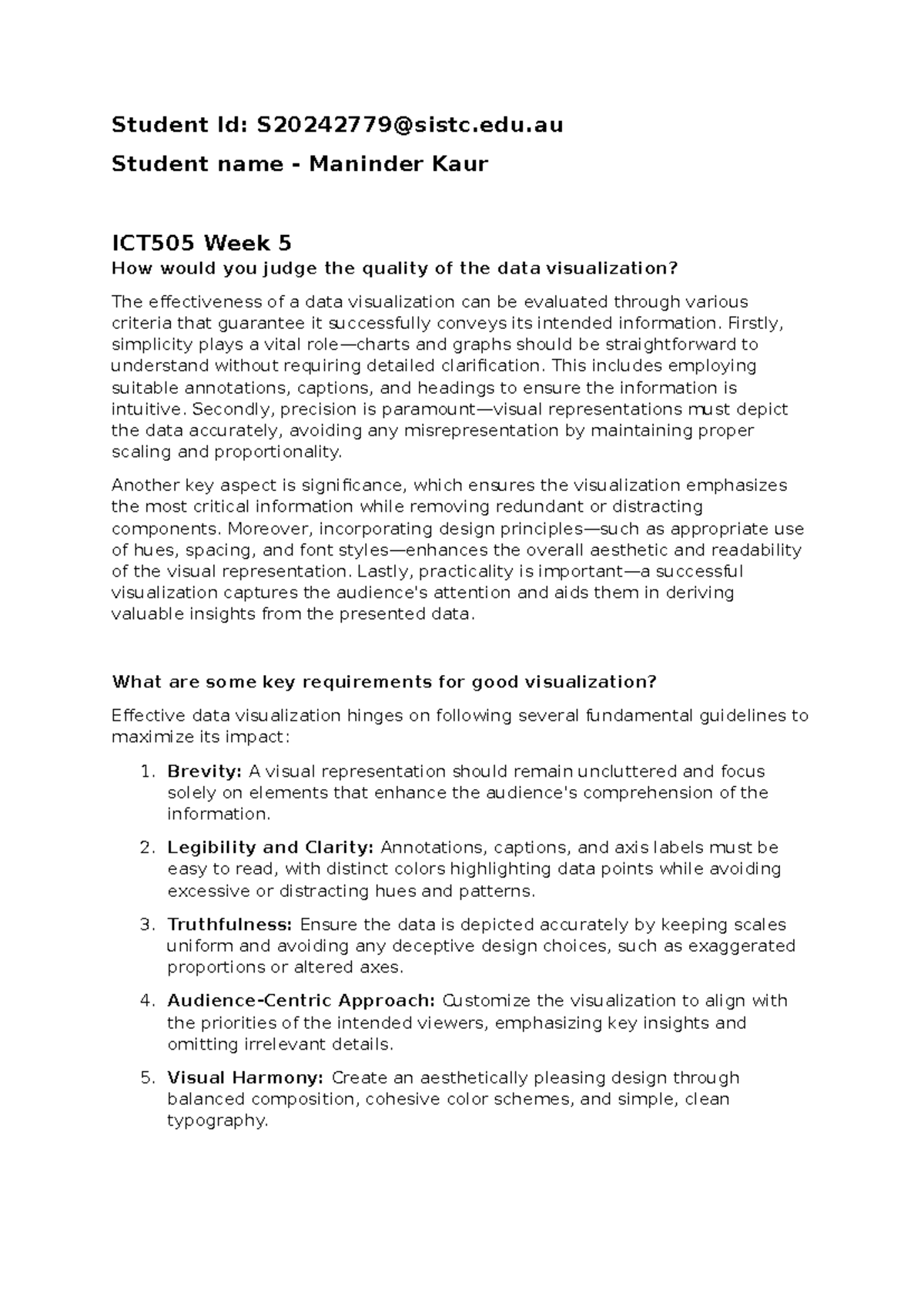 ICT505 Week 5 - Evaluating Data Visualization Quality and Effectiveness ...