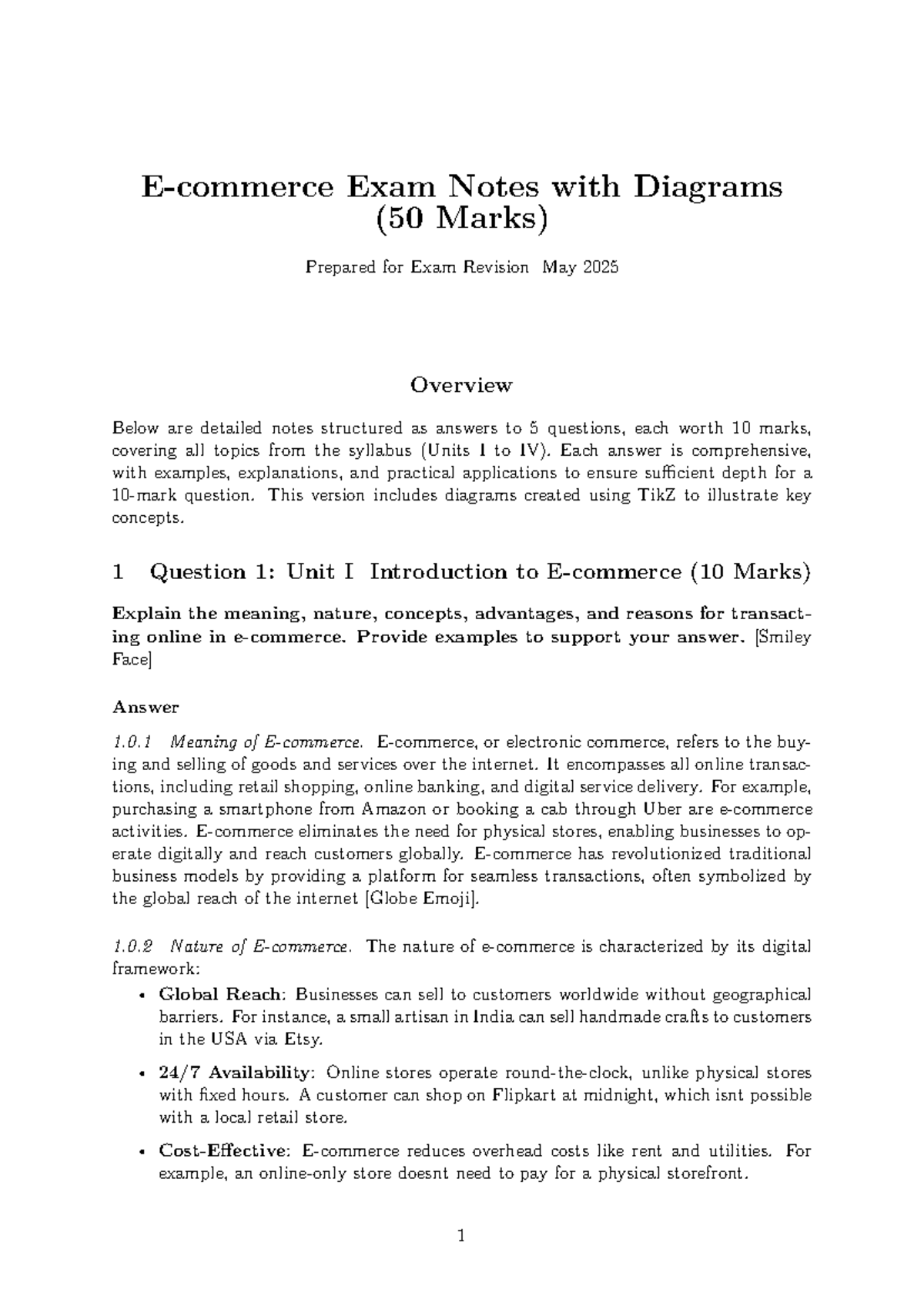 E-Commerce Exam Notes with Diagrams (50 Marks) for May 2025 - Studocu