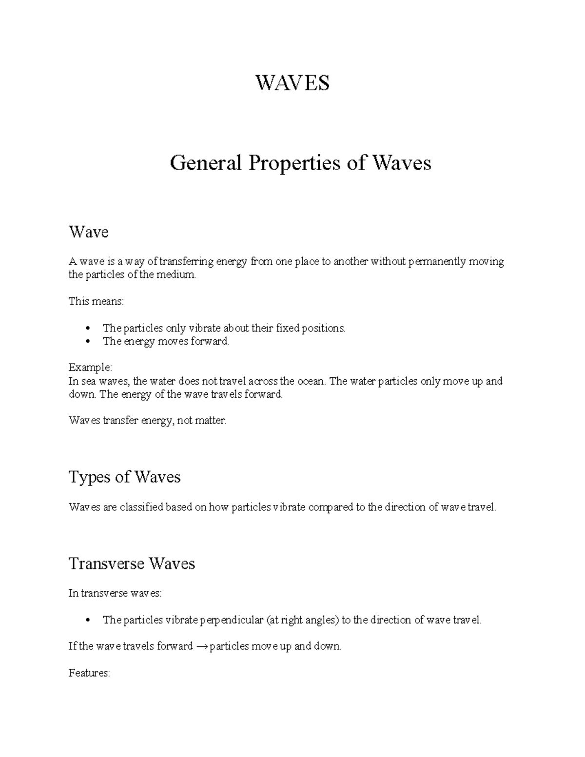 WAVES: General Properties and Applications - Physics 101 Notes - Studocu