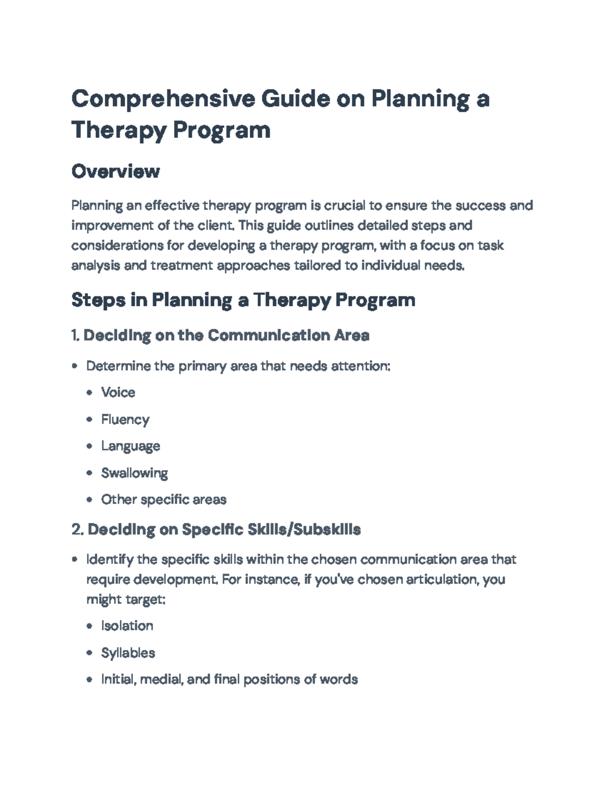 Therapy Program Planning Guide: Steps & Strategies for Effective ...