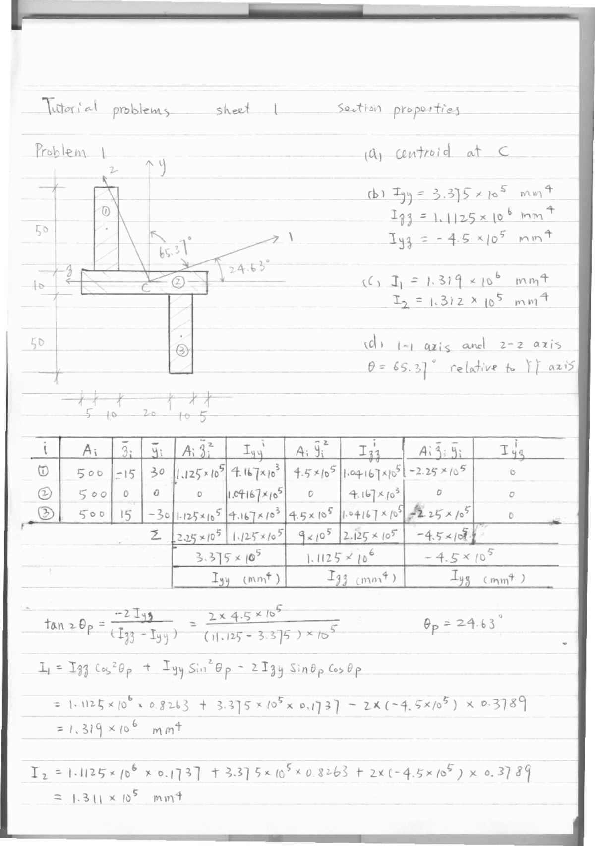 Workshop Problems Section Properties Solutions - Week 1 - ENGG2400 ...