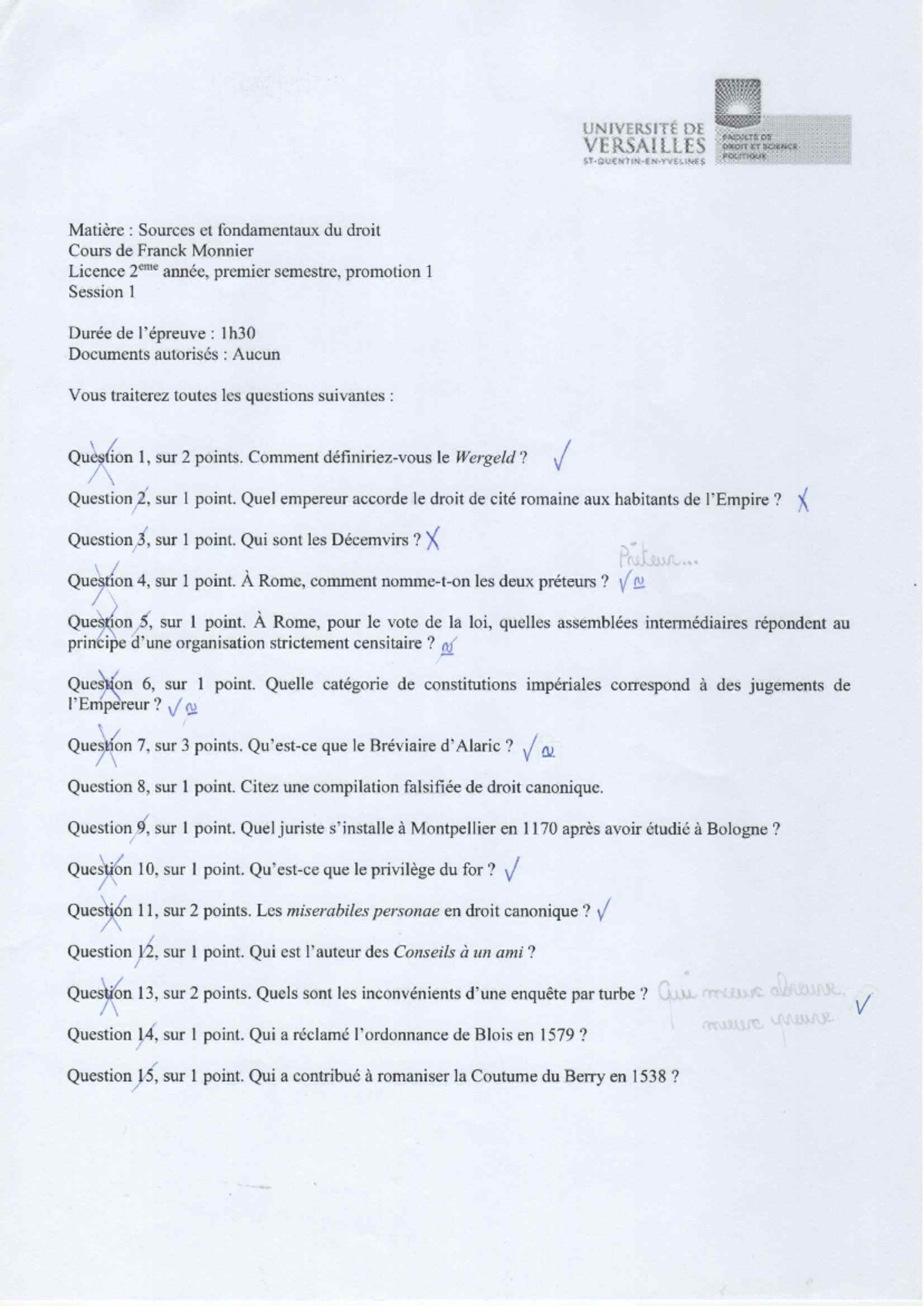L2P1 Sources et Fondamentaux du Droit - Partiel 2023-2024 - Studocu