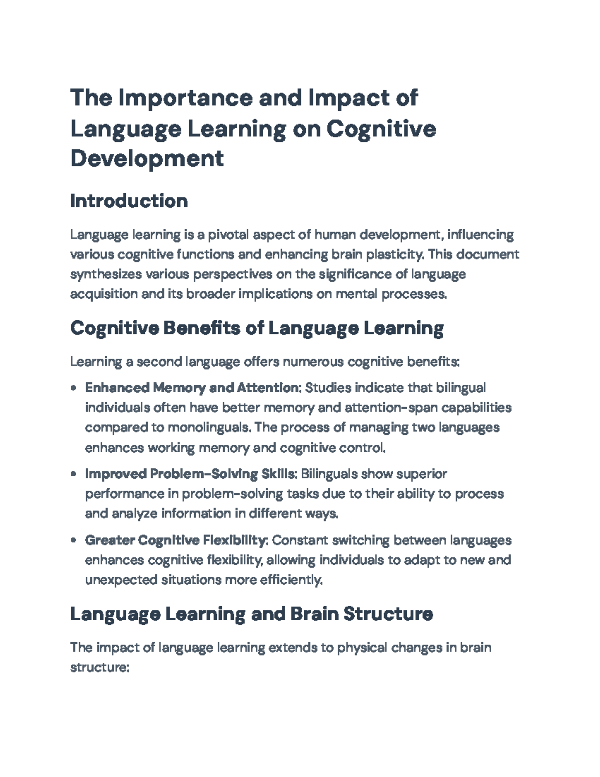The Importance and Impact of Language Learning on Cognitive Development ...