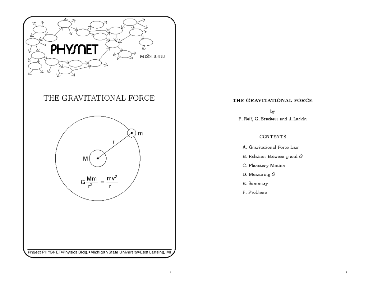 M410 - Physics assignment class 11 - Project PHYSNET Physics Bldg ...