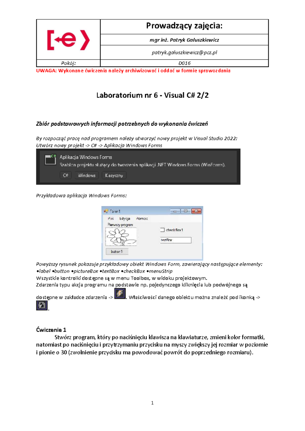 Laboratorium nr 6: Instrukcja do ćwiczeń w Visual Studio 2022 - Studocu