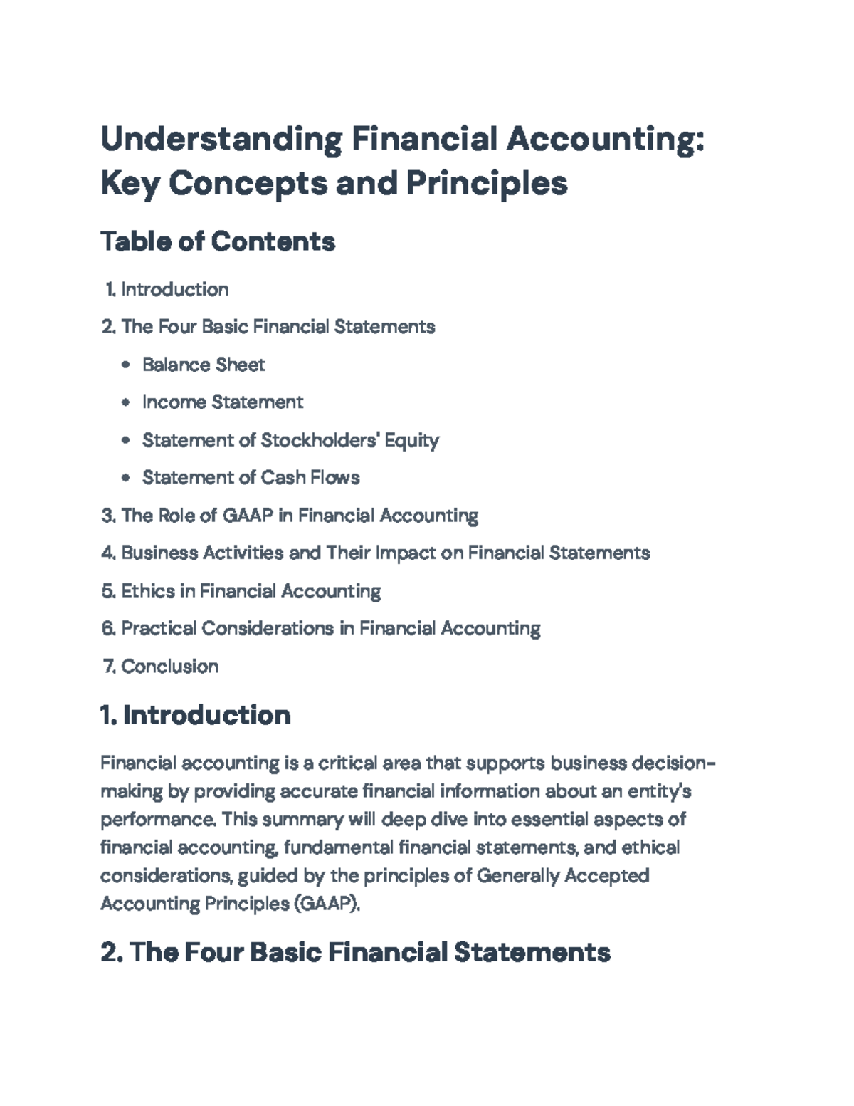 Understanding Financial Accounting: Key Concepts and GAAP Principles ...