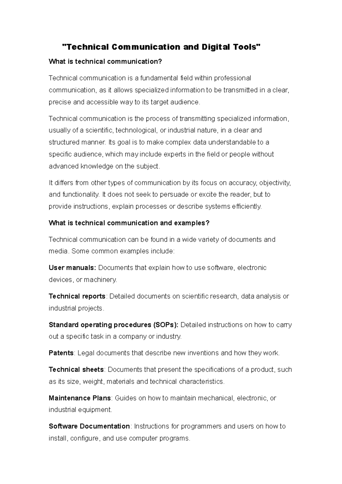 Technical Communication & Digital Tools Overview - Studocu