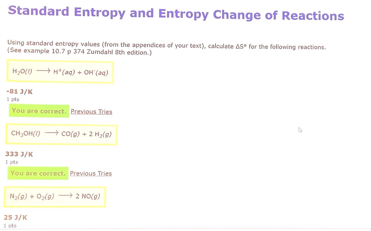 Lon capa chem 122 chapter 10 - Standard Entropy and Entropy Change of ...