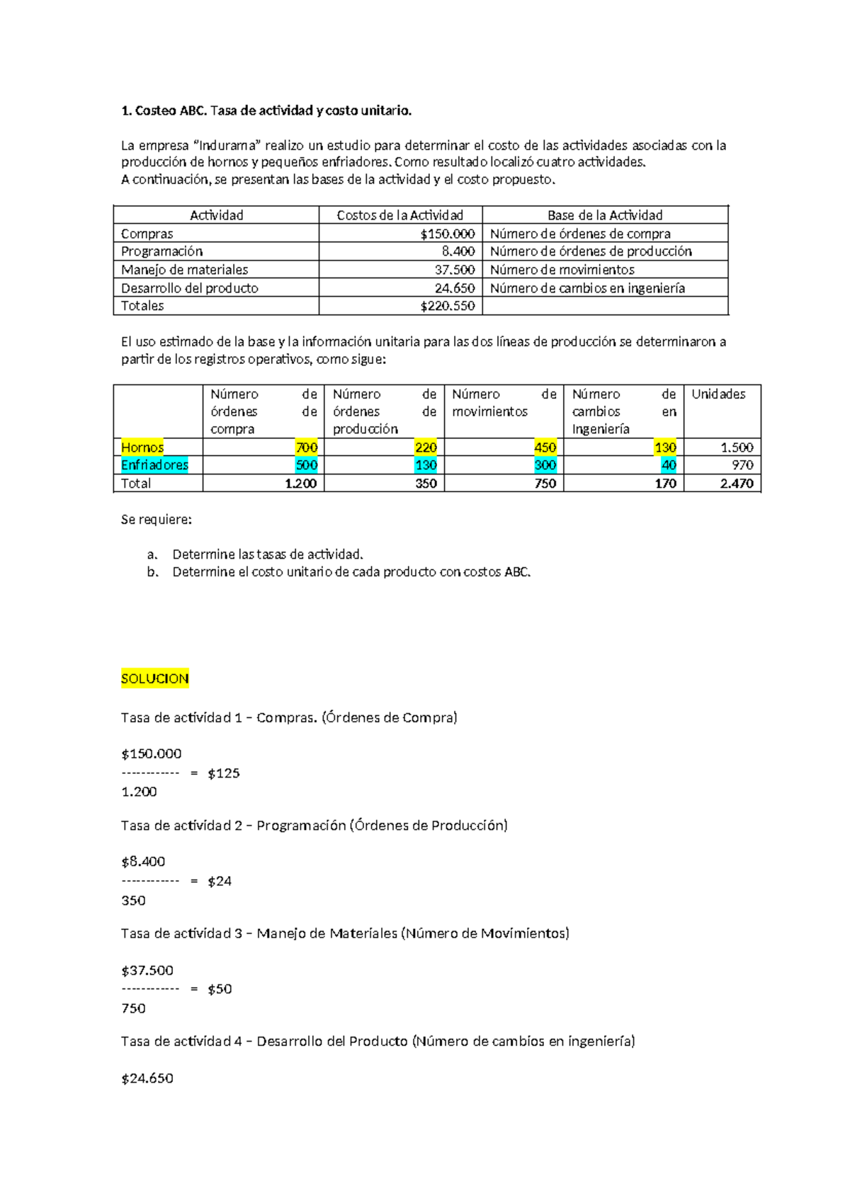 351113215 Ejercicios Resueltos de Costos ABC y Rentabilidad - Studocu