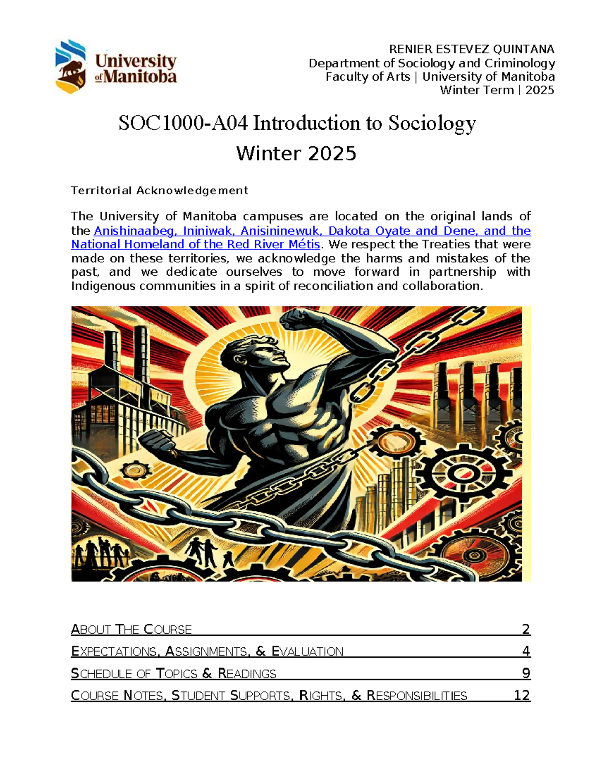 SOC 1000 Syllabus: Introduction to Sociology - Winter Term 2025 - Studocu