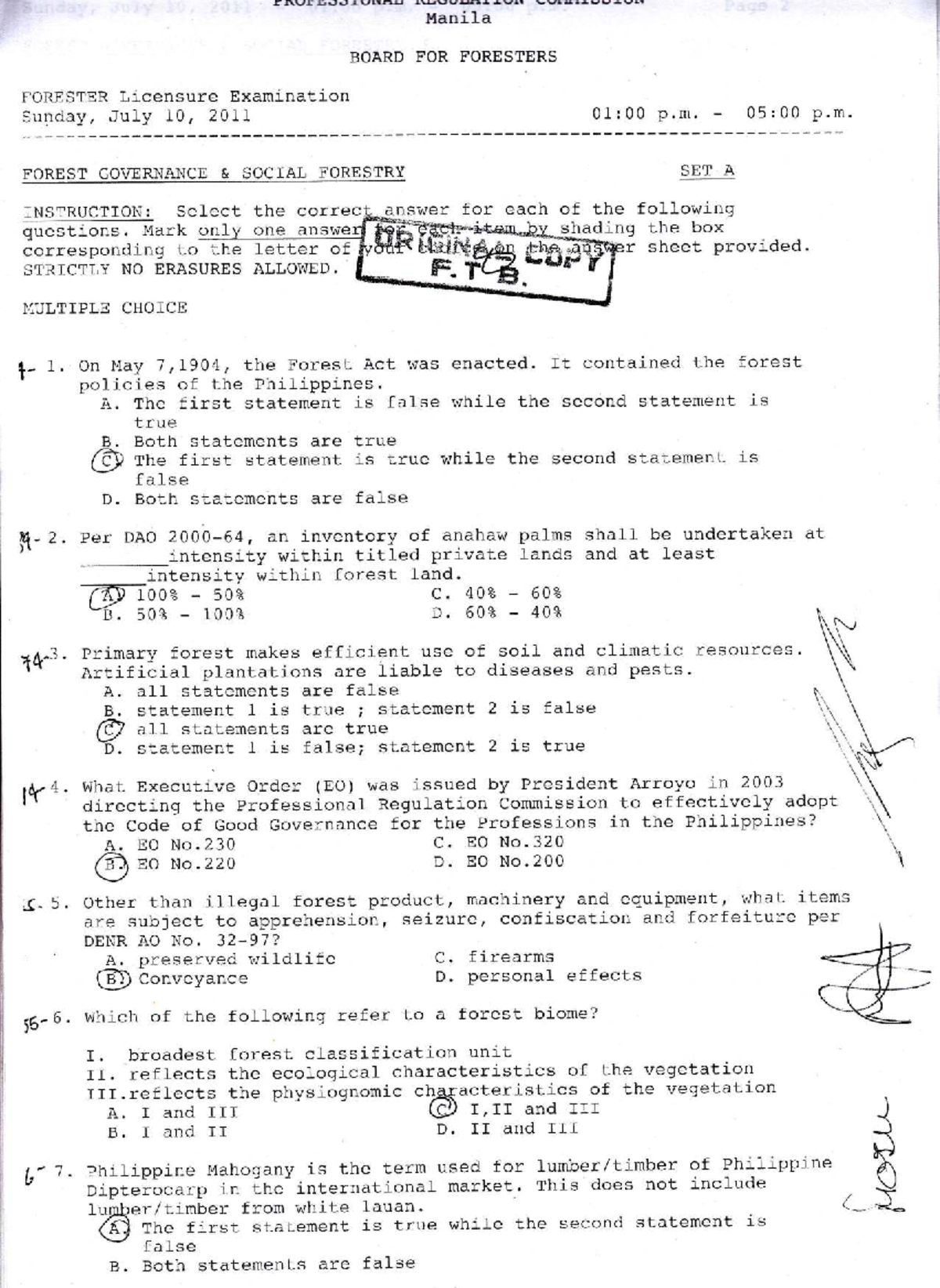 FGSF 2011 - Final Exam Review on Forest Governance and Social Forestry ...