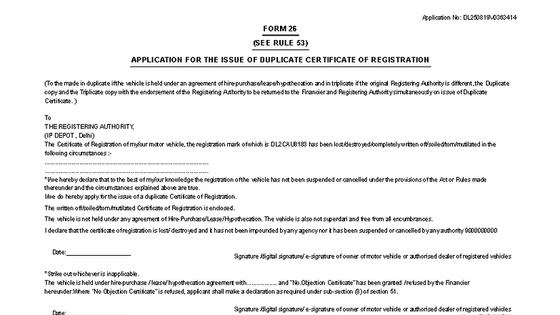 Form 26 - .................. - Application No: DL250819V FORM 26 (SEE ...