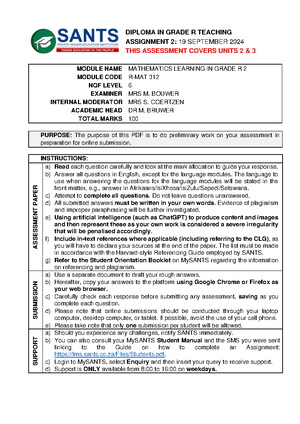 Diploma in Grade R - 12 - Further Education and Training - Studocu