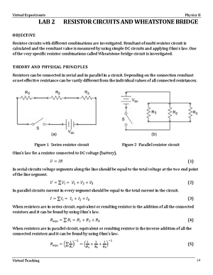 Lab 2 Resistor Circuits and Wheatstone Bridge - Kam Chu 4/4/ Objective ...