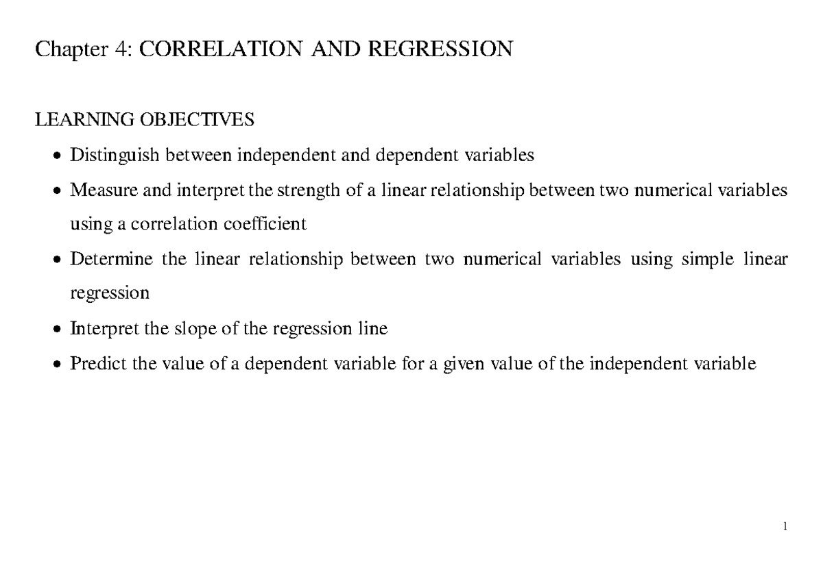 Chapter 4: Correlation and Regression Analysis - Studocu