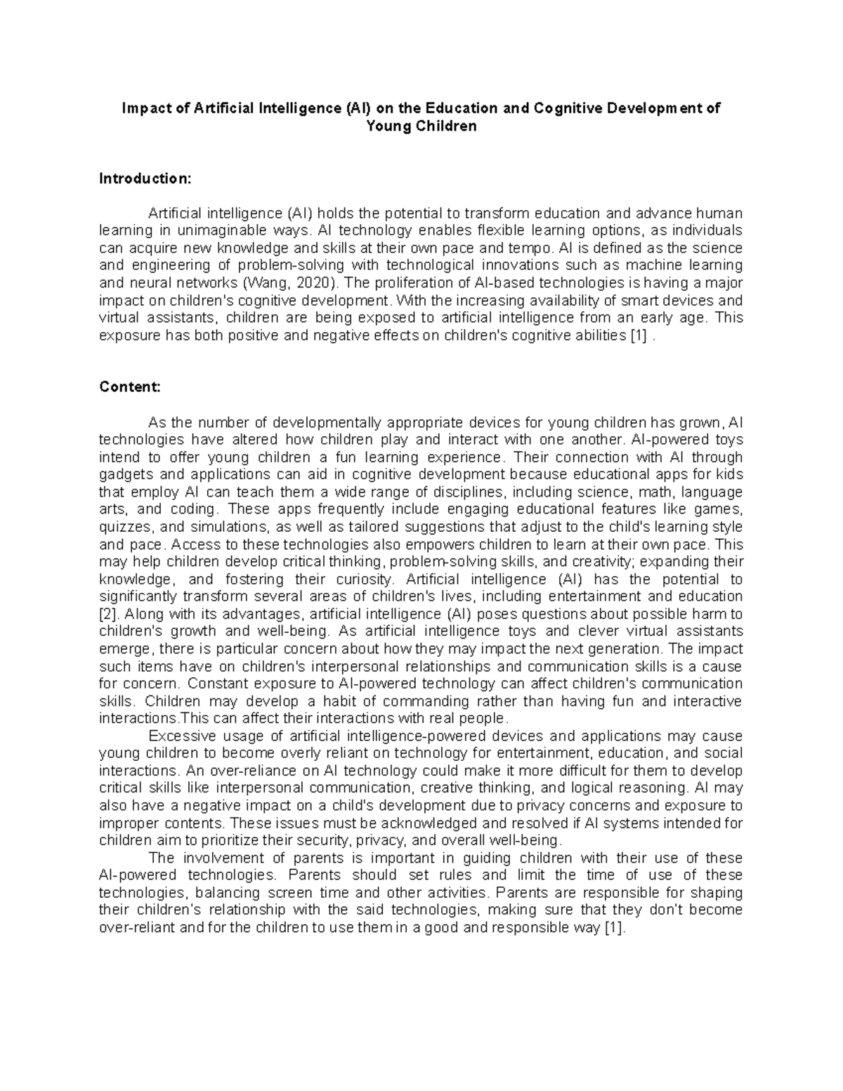 AI's Impact on Education & Cognitive Development in Young Children ...
