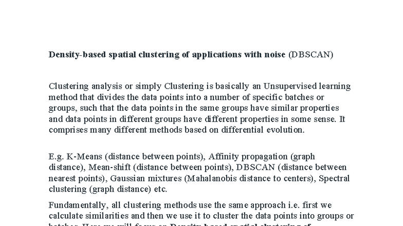 DBSCAN Clustering Analysis - Notes on Spatial Clustering Techniques ...