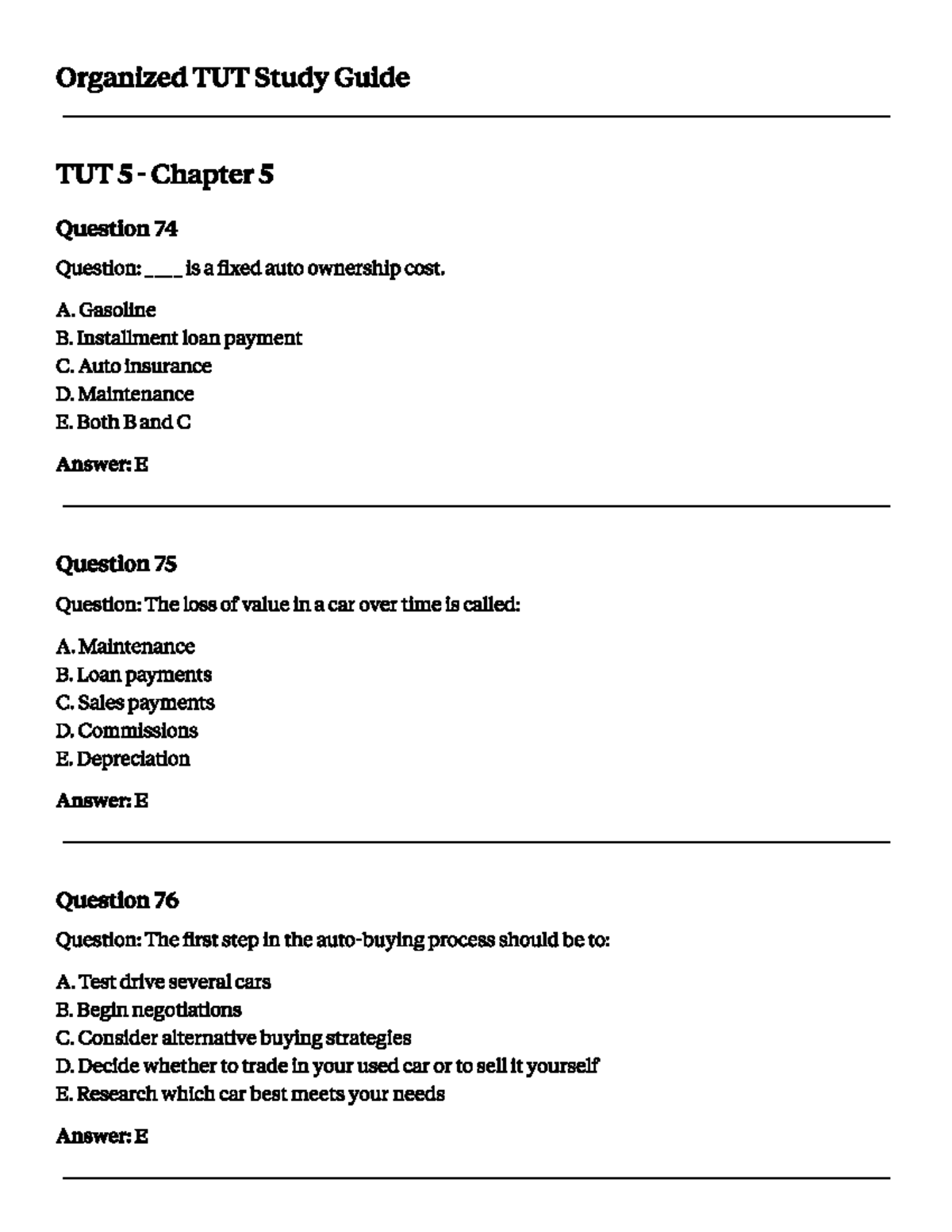 Organized TUT Study Guide TUT 5: Practice Questions and Answers - Studocu