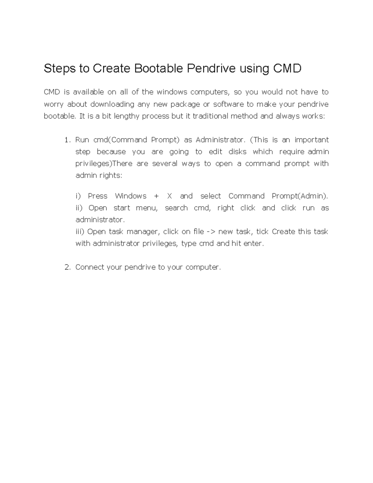 Creating a Bootable Pendrive Using CMD: Step-by-Step Guide - Studocu