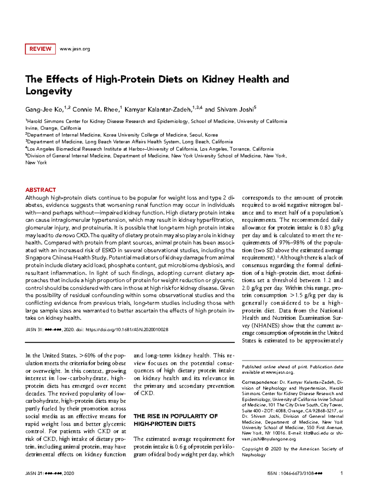 High Protein Diet & Its Long-Term Effects on Kidney Health: A Review ...
