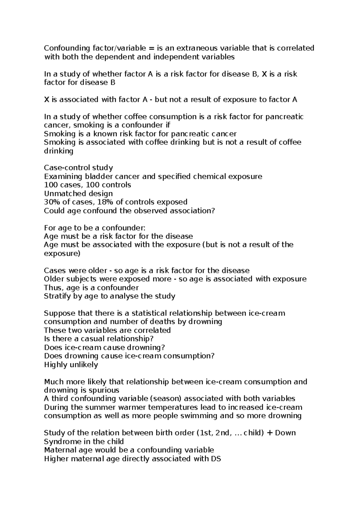 Lecture 7 Notes: Understanding Confounding Variables and Biases - Studocu