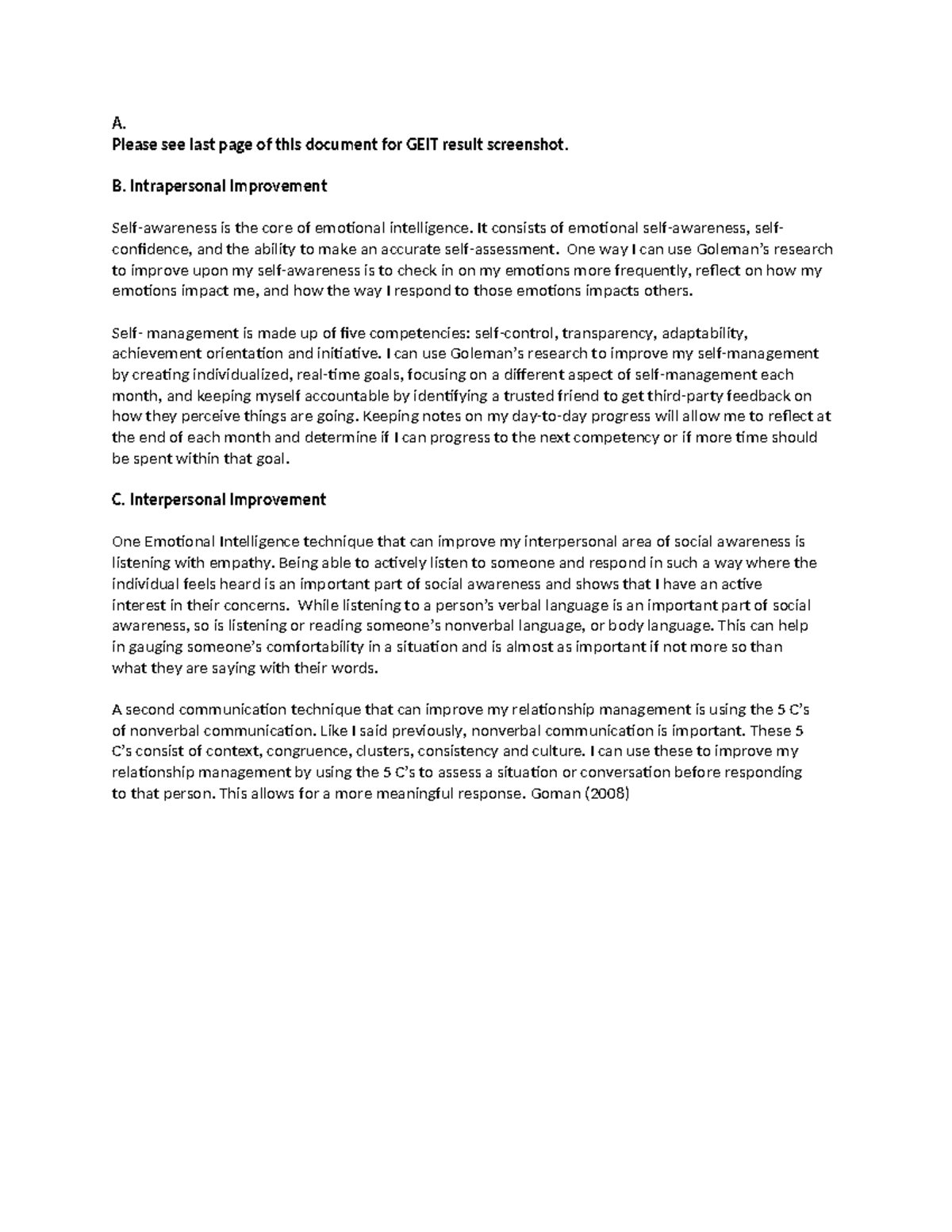 D082 Task 1 - passing paper - A. Please see last page of this document ...