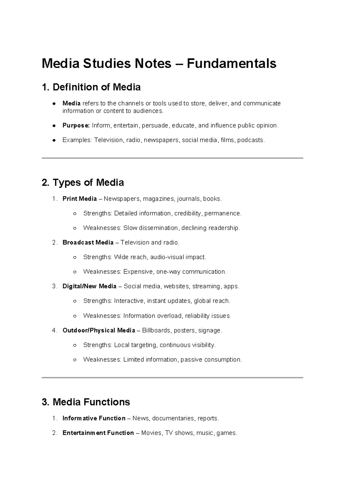 Media Studies Notes – Fundamentals 1: Understanding Media Concepts ...