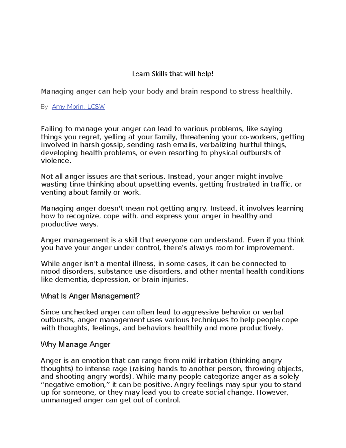 Anger Management Strategies for Stress Reduction: A Guide - Studocu